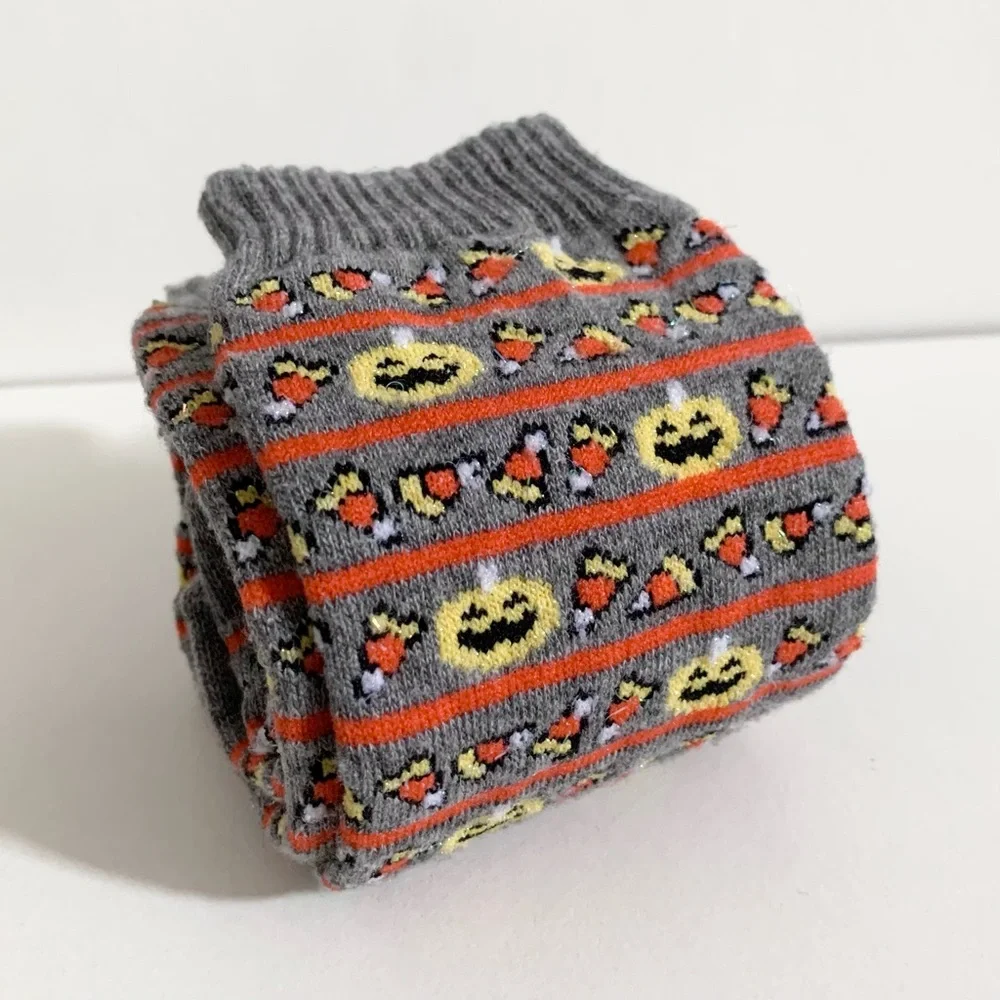 Vintage Halloween glitter socks candy corn and Jack o lanterns